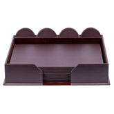 10 Seat Chocolate Brown Leatherette Conference Room Set w/ Round Coasters